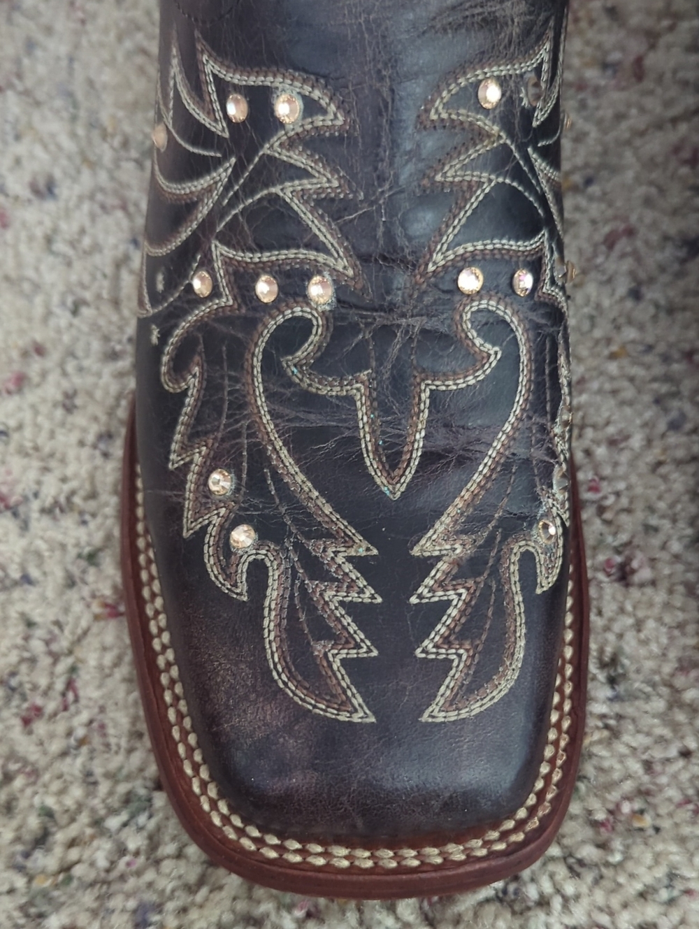 DAN POST DP3770 Espresso Brown leather cowgirl western boots square toe sz 9 EUC - Picture 11 of 16